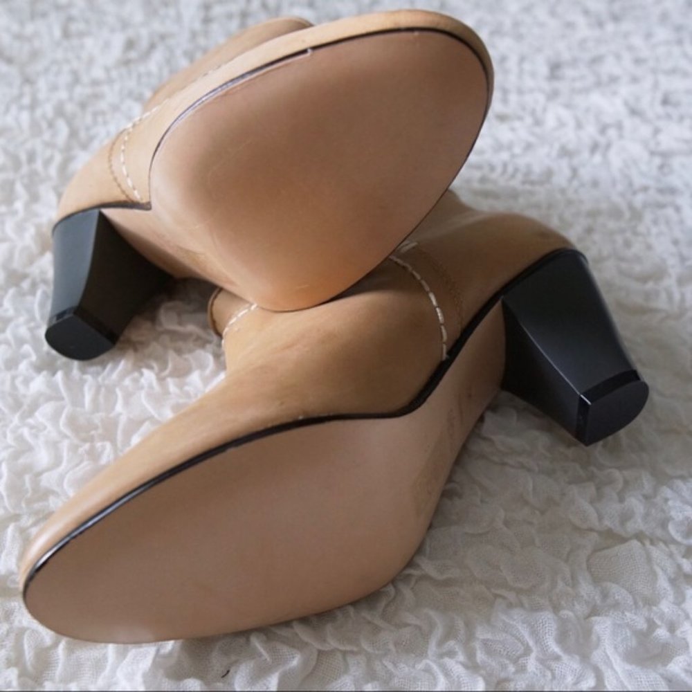 MAJE Olivette’s Camel Leather Ankle Tan Boots - Picture 2 of 9